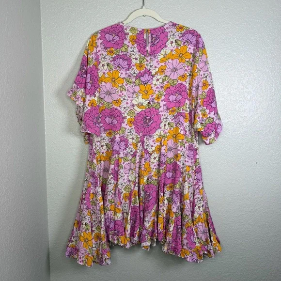 Storia Anthropologie Floral Oversized Flowy Mini Summer Dress Size Medium - Picture 5 of 7